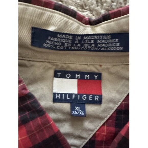 Vintage Tommy Hilfiger Shirt Mens Plaid Button Up Striped Crest Y2K Size XL - Picture 8 of 14